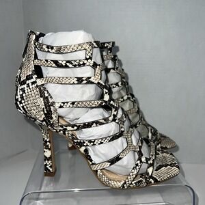 New Snake Open-toe Back Zip Strappy Cage Sandals Women's US 8 M